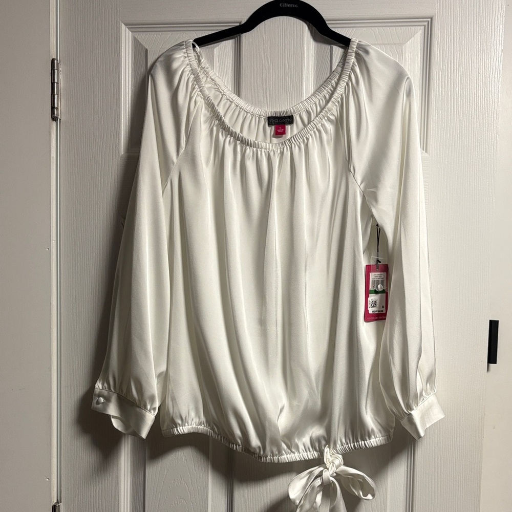 Vince Camuto White Blouse with Tie Hem